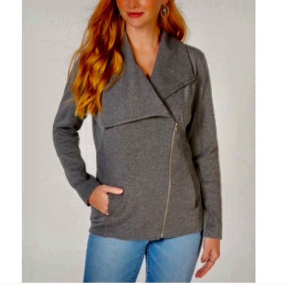Style & Co. Jackets & Blazers - STYLE &CO STEEL GRAY ZIP FRONT JACKET SIZE SMALL